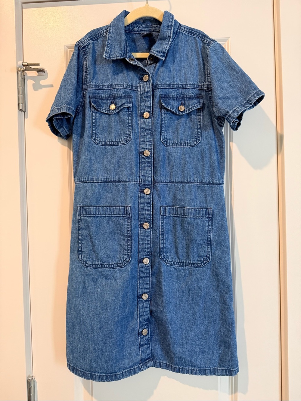 GAP Blue Short-Sleeve Denim Shirt Dress
